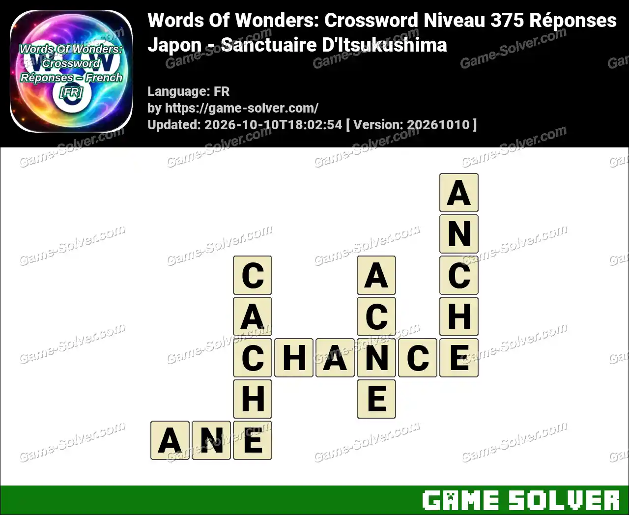 Words Of Wonders: Crossword Niveau 375 Réponses – Japon – Sanctuaire D’Itsukushima